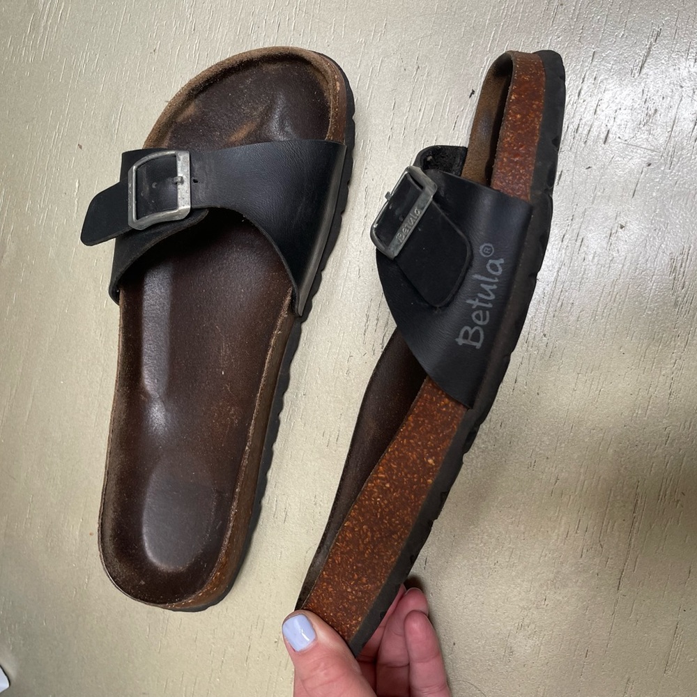 Birkenstock Betula Slides in Black Sandals No Size Label but they fit Size 9!